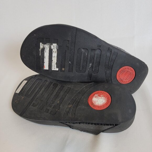 FitFlop Lulus Black Sequin Flip Flops Sandals Size 10 Women's Fitness Beach Walk - Picture 9 of 9